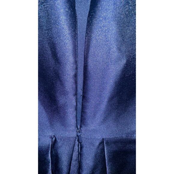 Alfred Sung Women Navy Sleeveless Satin Gown - Picture 6 of 7